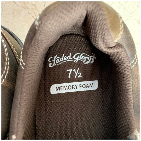 NEW Faded Glory Shoes Mens 7.5 Shoes Brown Faux Leather Loafer Memory Foam - Picture 4 of 5